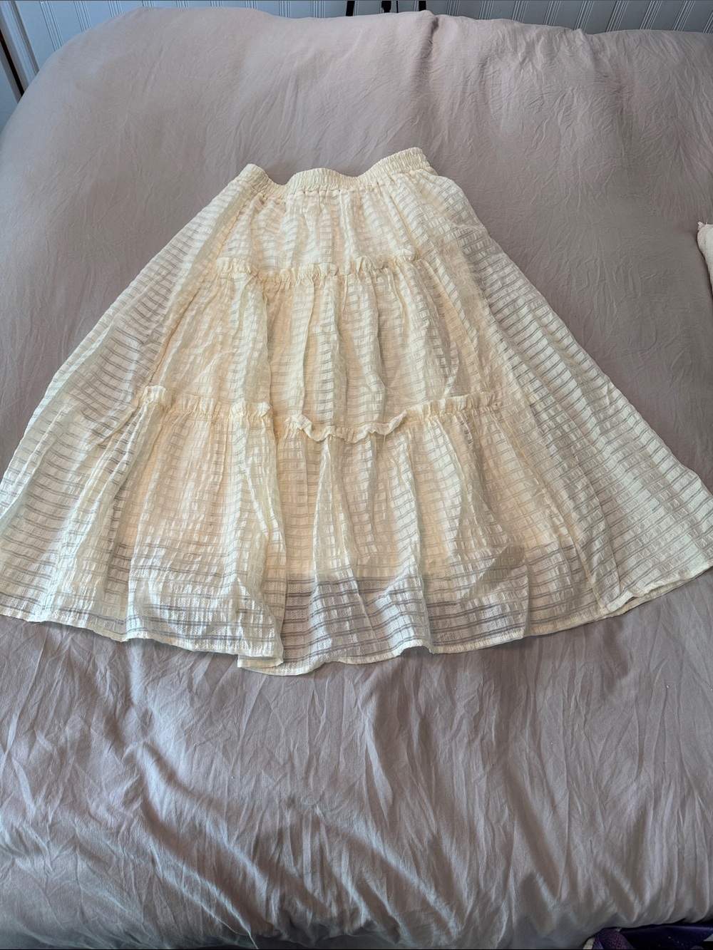 Umgee Cream Tiered A-Line Skirt (31)